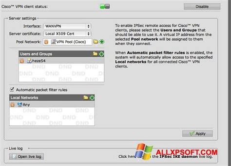 vpn client software for windows xp